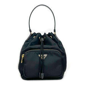 Prada Duet Nylon Bucket Bag black Saffiano